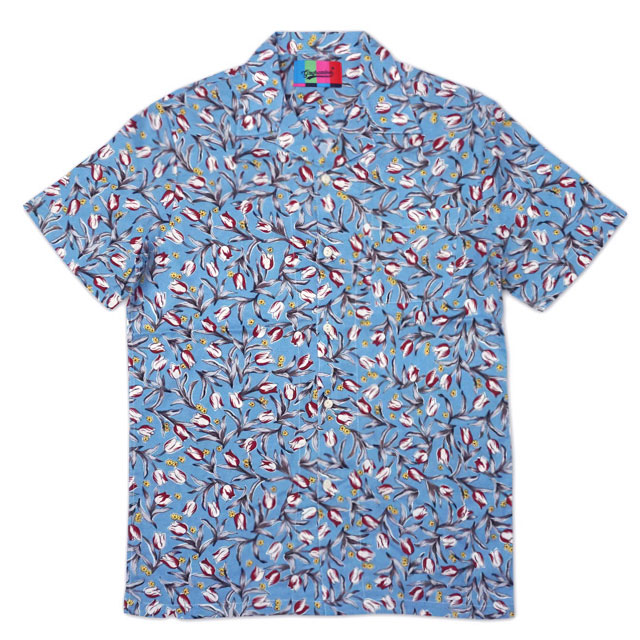 [ginghambus/깅엄버스]Linen Flower Aloha Shirts(3color/하늘색하와이언셔츠/네이비하와이언셔츠