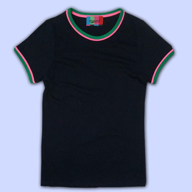 [ginghambus/깅엄버스]3Line Color Block T-Shirt(3color/비비드라인티셔츠/여자슬림핏티셔츠/여자블랙쫄티