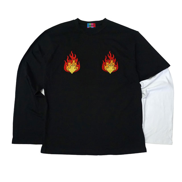 [ginghambus/깅엄버스]Blaze Long Sleeve T-shirt(3color/언발레이어드티셔츠/레이어드소매티셔츠/소매레이어드티셔츠