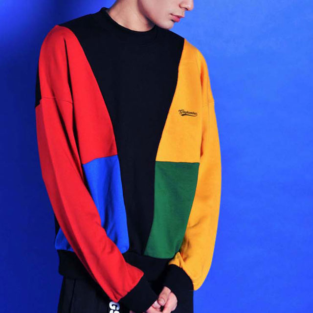 [ginghambus/깅엄버스]Multi Color Block Sweat Shirt(unisex)/남자배색맨투맨/비비드배색맨투맨/삼각배색맨투맨