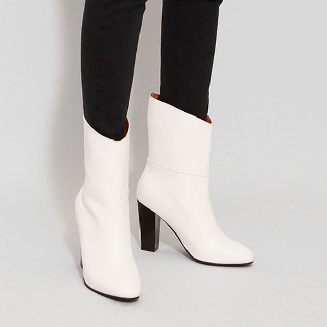 [Clala-Shoes]9cm/제시화이트 미들부츠/여자화이트부츠/여자하얀색부츠/하얀색미들부츠