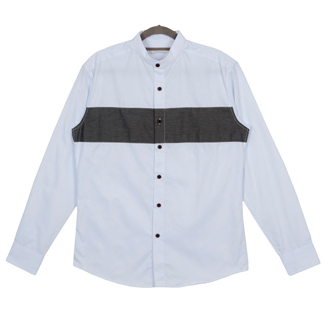 [White-pearl]블랙라인 스탠딩카라셔츠/남자스탠딩카라셔츠/남자노카라셔츠