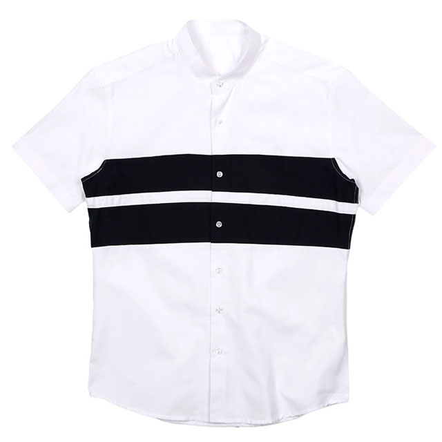 [White-pearl MAN]센터라인 화이트셔츠/화이트반팔셔츠/남자배색셔츠