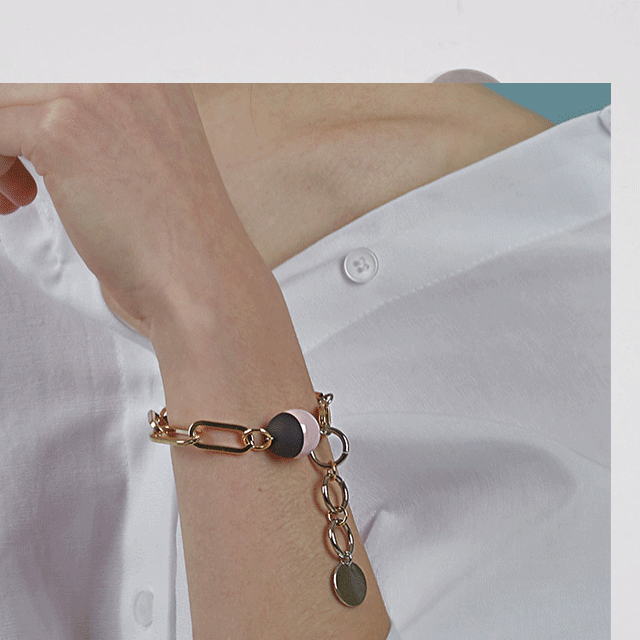 [803studio]Paris Pink Ball Mix Chain bracelet