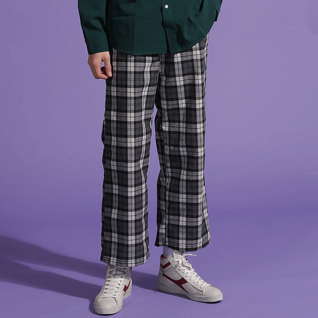 [GINGHMABUS]Friendly Check Wide Pants(2color