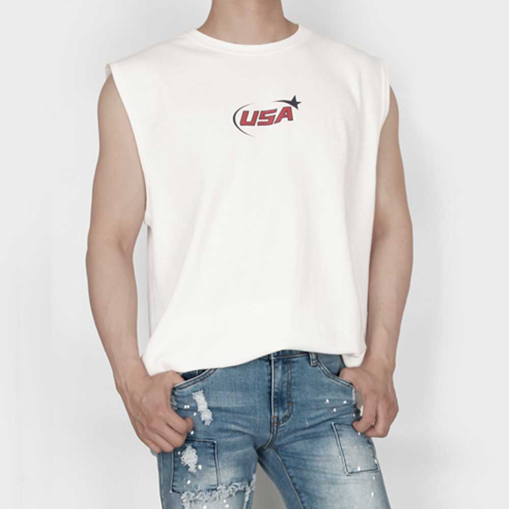 USA백나염 라운드민소매티셔츠